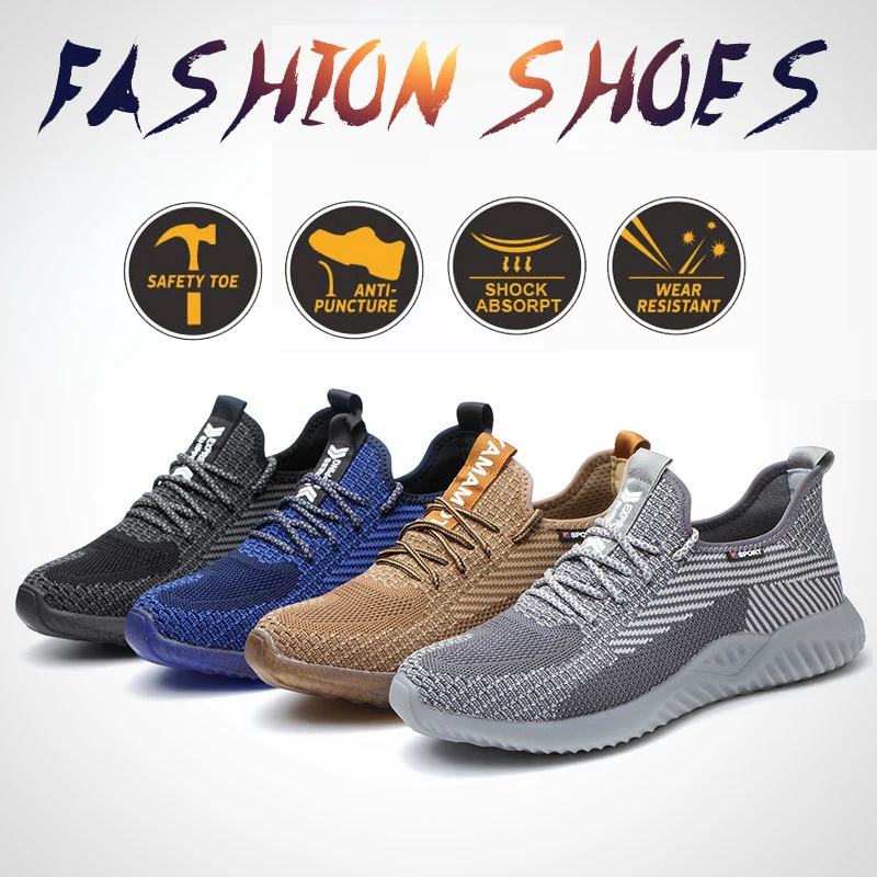 Botas de seguridad para el trabajo, zapatillas de deporte para hombre, zapatos de seguridad transpirables, botas de trabajo para hombre, zapatos indestructibles a prueba de pinchazos con punta de acero - imagen 3