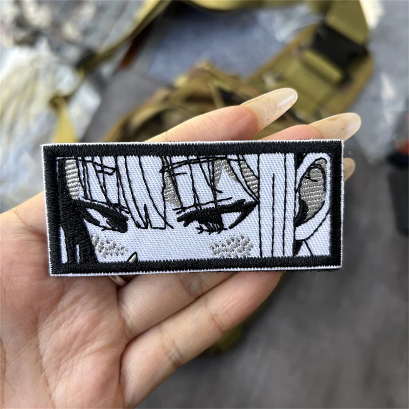 Parche bordado de ojos de chica táctica para ropa, insignia de moral, gancho, parches de Anime, pegatinas para mochila, brazalete