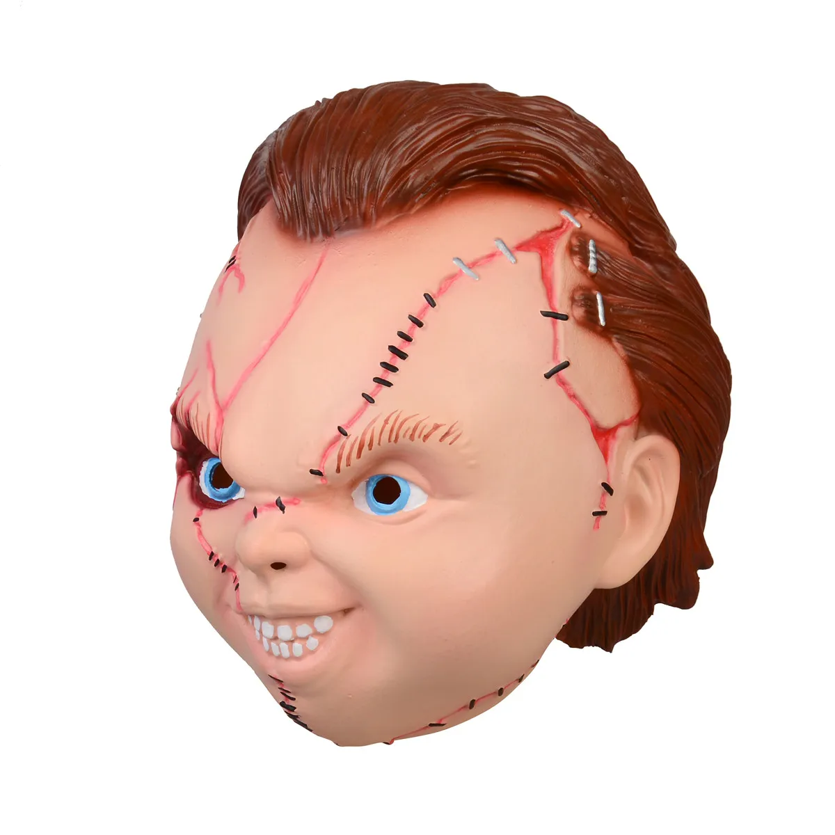 Casco de cara completa de látex para hombres y mujeres, máscara de Halloween, Chucky grande, Cosplay aterrador, sombreros de fiesta, accesorios de disfraz - imagen 2