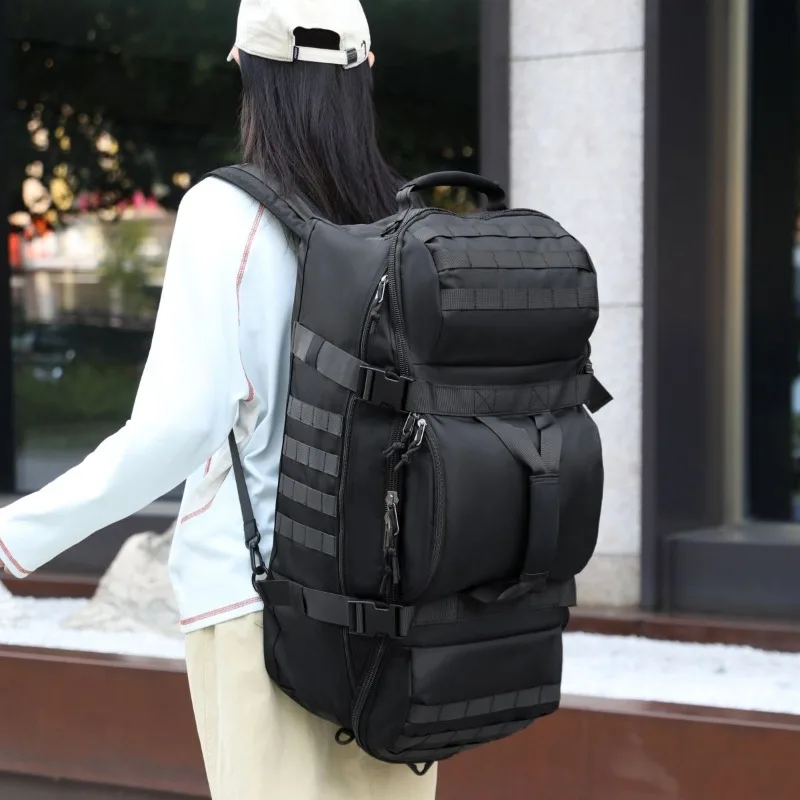 Mochila de viaje grande de 70L, mochila de senderismo para senderismo al aire libre, Camping, sistema Molle, mochila para caza, ciclismo, gimnasio, Fitness - imagen 4