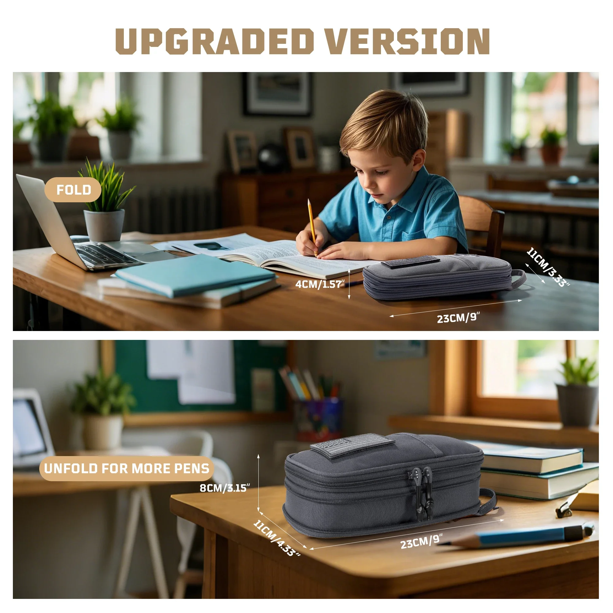 Estuche para lápices ONETIGRIS, estuche para lápices, material de oficina escolar, papelería, organizador de bolsa para lápices de gran capacidad con múltiples ranuras y cremallera - imagen 3