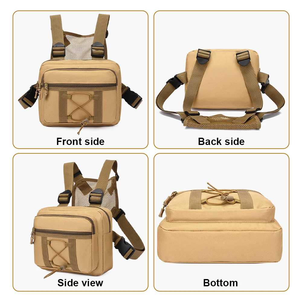 Bolsa de pecho táctica multifunción Molle, chaleco de hombro para hombres y mujeres, bolsa EDC para senderismo al aire libre, Camping, bolsillo táctico suave - imagen 2