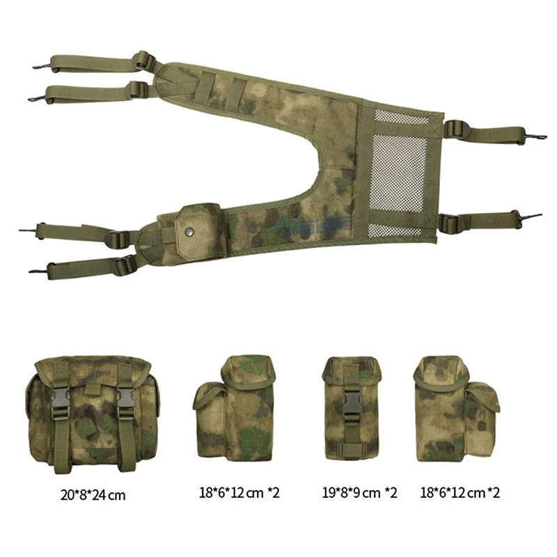 Chaleco táctico Camo 1000D Nylon aparejo de pecho al aire libre cinturón de trabajo Molle caza combate cinturón acolchado con bolsa - imagen 3
