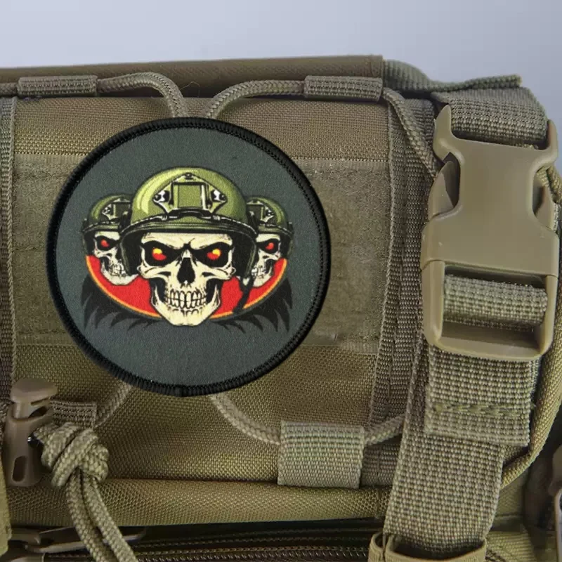 Parche de insignia de moral táctica de calavera para ropa, brazalete con estampado violento, gancho, parches militares, pegatina decorativa para mochila - imagen 5
