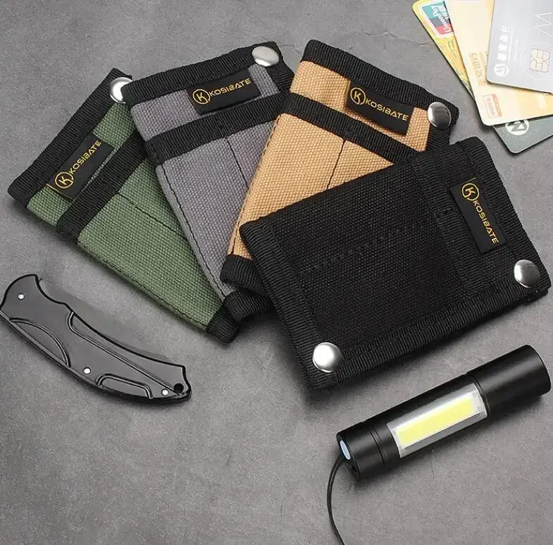 Bolsa compacta EDC con 3 bolsillos separados, organizador de nailon delgado para linterna, bolígrafo, tarjetas y elementos esenciales, transporte diario táctico ligero - imagen 3