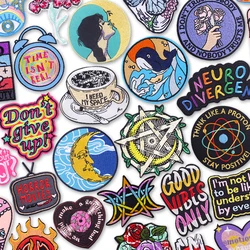 Parches termoadhesivos con letras motivacionales para exteriores, insignias bordadas inspiradoras para chaquetas, bolsos, manualidades DIY, duraderos y lavables