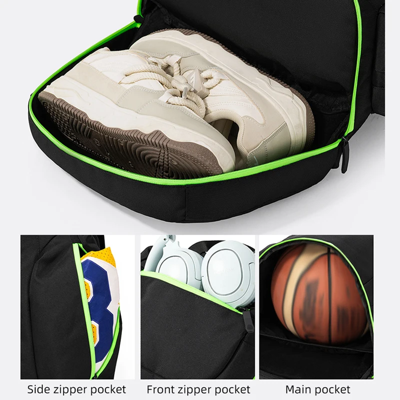 Mochila deportiva de baloncesto con bolsillo para zapatos, bolsa grande para viajes al aire libre, senderismo, desplazamientos, fútbol, adolescente, Fitness - imagen 3
