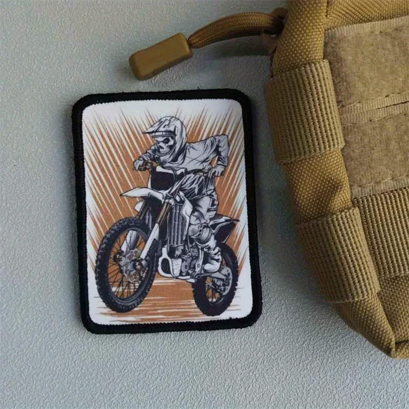 Parche estampado de esqueleto para motociclista, insignia de moral táctica, gancho y bucle, pegatina decorativa para mochila, parches para brazalete para ropa - imagen 5