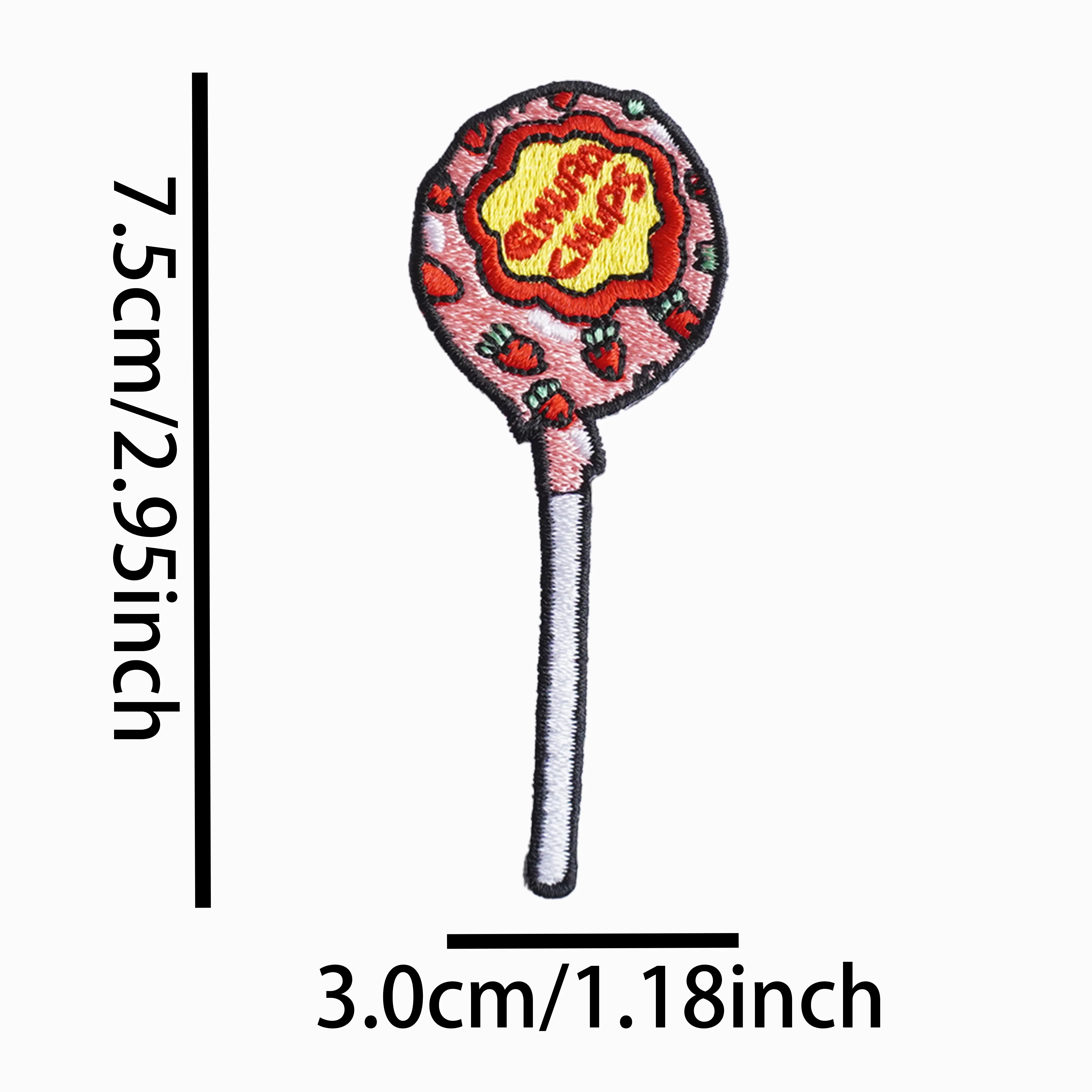 Paquete de 2 parches bordados de piruleta rosa con tema de caramelo bonito, apliques para planchar/coser para ropa DIY y decoración de tela - imagen 4