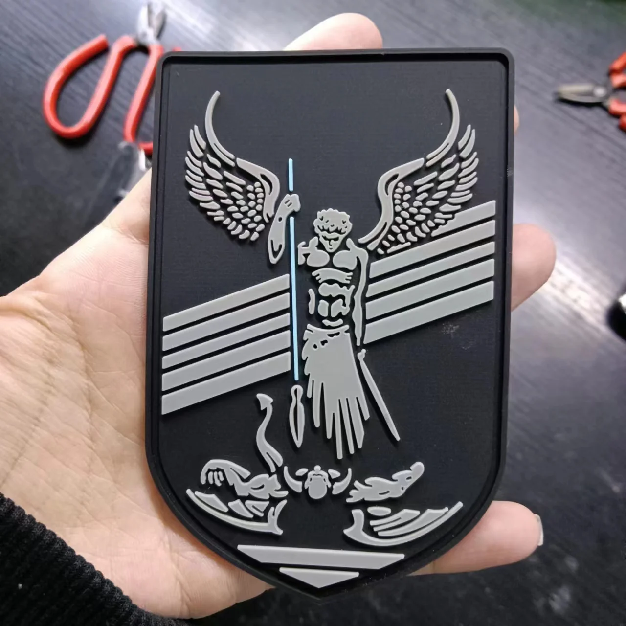 Insignia de moral "buenos siempre ganancias" en la ropa, parche de gancho y bucle de PVC del Arcángel, brazalete militar del ejército de Ángel, pegatinas tácticas para mochila