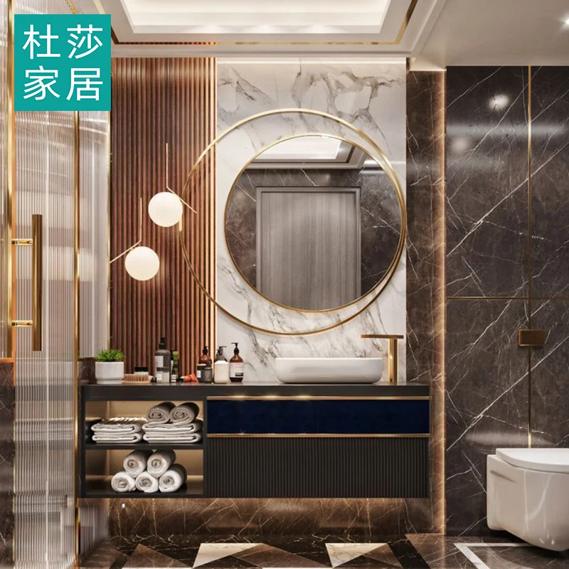 Lavabo de baño ligero y lujoso, mueble de baño simple, combinación de lavabo nórdico de roca - imagen 4