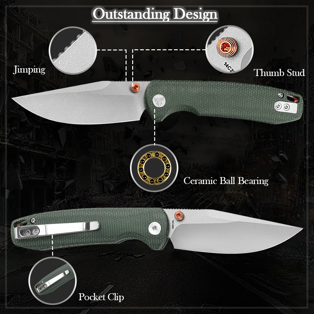 TRIVISA cuchillo plegable táctico de bolsillo con clip cobre Micarta - imagen 4
