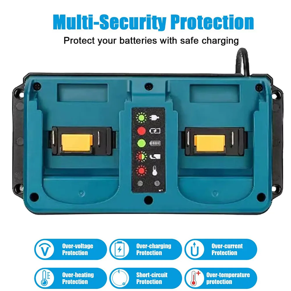 Piezas de herramientas eléctricas para batería de litio Makita 14,4 V 18V DC18RD cargador rápido portátil BL1830 BL1860B BL1850B BL1430 BL1460 DC18RC - imagen 3