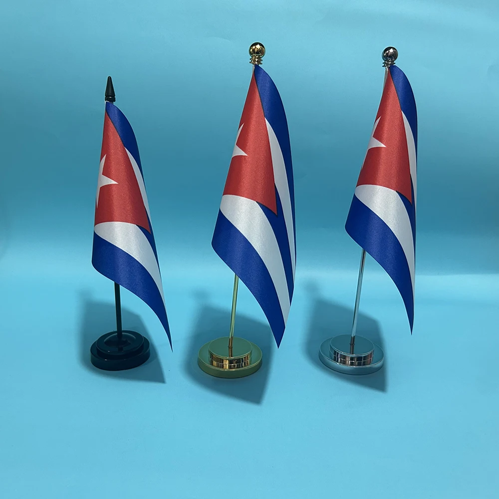 BANDERA DE SKY, bandera de escritorio de oficina de Cuba, 14x21cm, poliéster, bandera nacional de Cuba, pancarta de país, adornos de escritorio, banderas