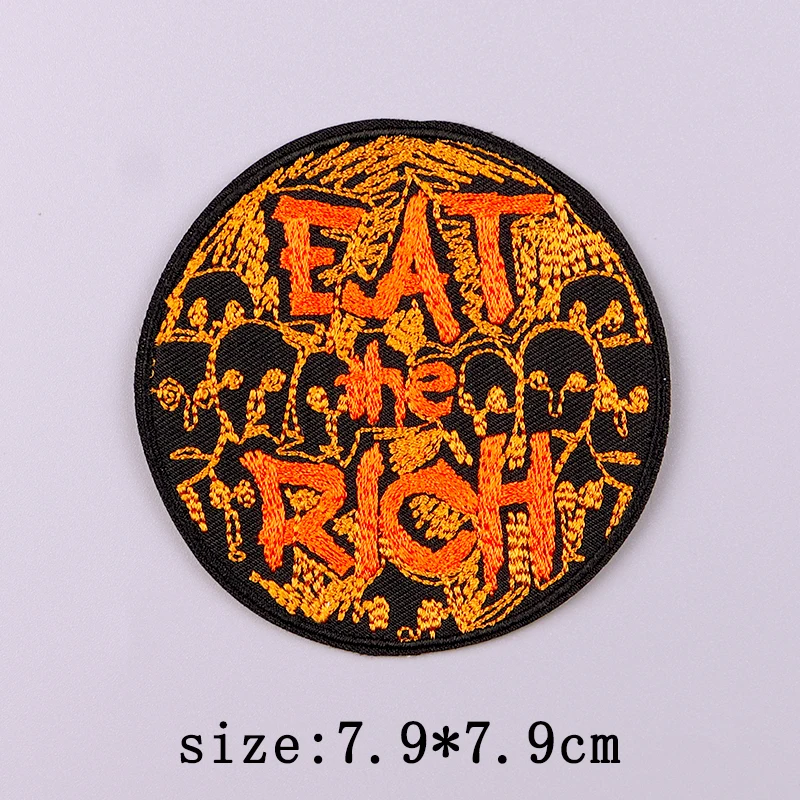 Parche bordado de calavera Punk, parches para planchar para ropa, parches bordados de Hip Hop para ropa, parche Fusible para insignias de ropa - imagen 2
