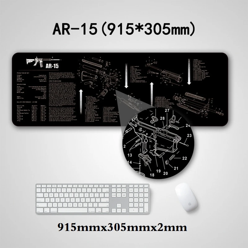 Glock alfombrilla limpieza arma M9 1911 AR15 AK47 con diagrama piezas - imagen 2