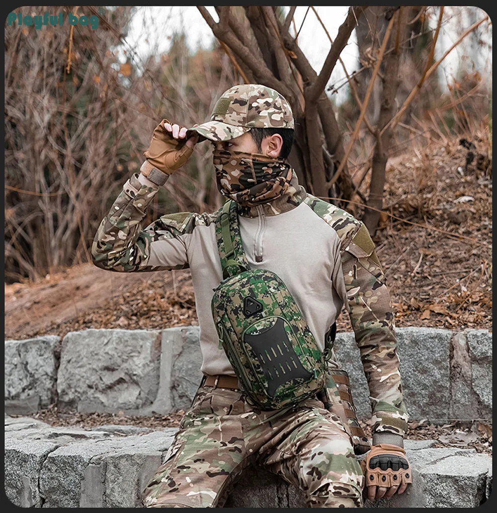 Bolsa de pecho para deportes al aire libre, bolsa táctica de montañismo para hombre, bolsas impermeables de camuflaje para senderismo, pesca multifuncional AVA335 - imagen 3