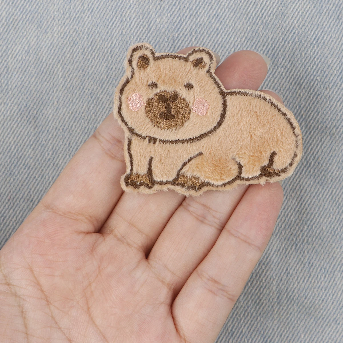 Parche bordado de capibara bonito, parches para planchar con animales de dibujos animados para ropa, parches adhesivos para ropa, insignias para coser DIY - imagen 4