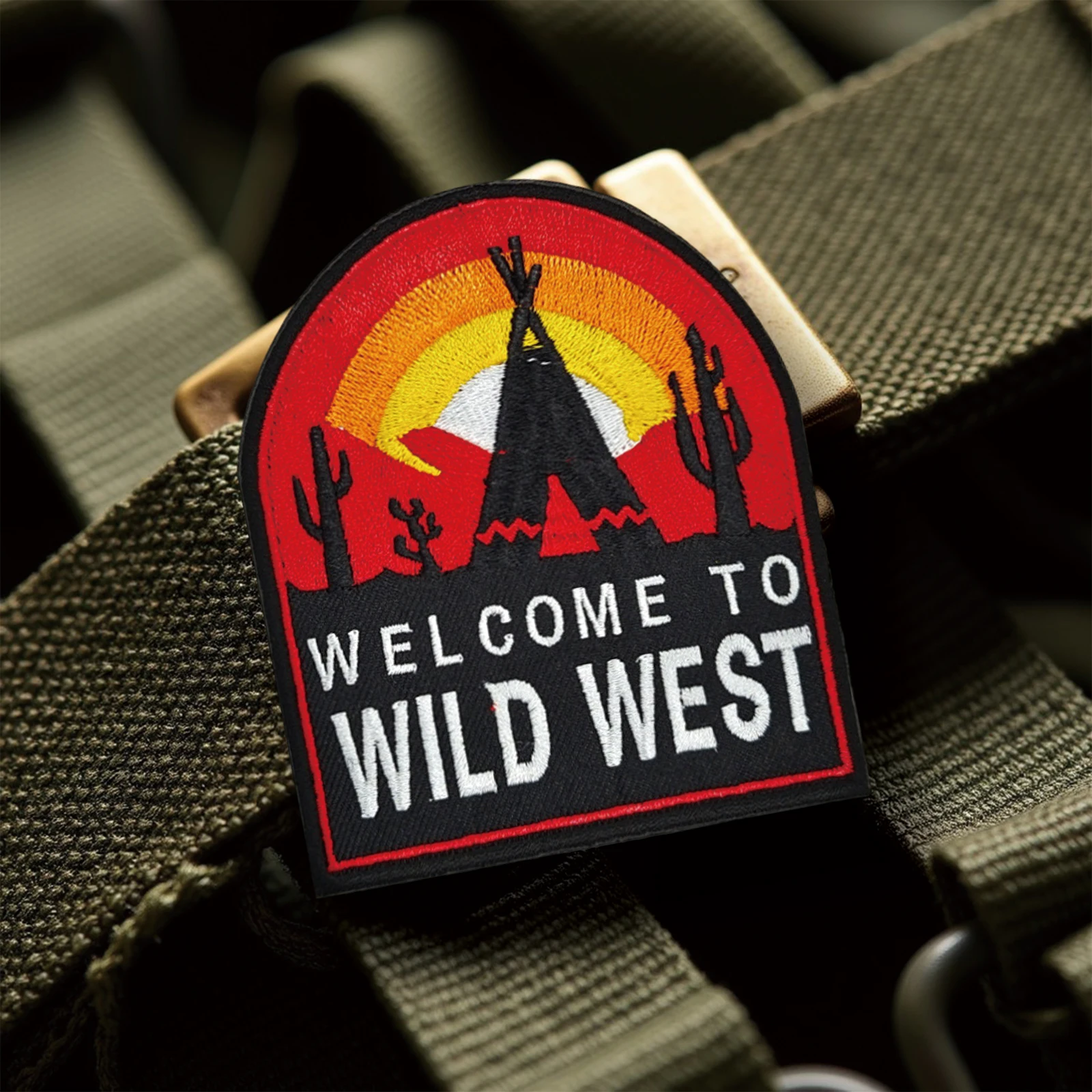 Bienvenido al Wild West Velcros parche aventura al aire libre cierre de gancho y bucle insignia bordada para mochila, chaqueta, gorras - imagen 4