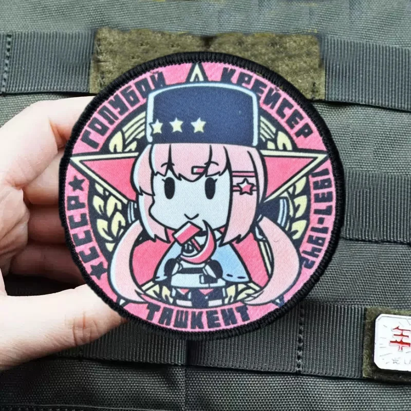 Parche estampado táctico de Chica de Anime para ropa, insignia de moral, parche militar con gancho, pegatinas para mochila, brazalete - imagen 4
