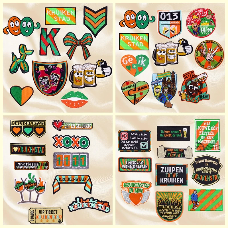 10 unids/set holandesa Kruikenstad emblema bordado DIY parche de carnaval planchar en parches para ropa regalo de celebraciones navideñas