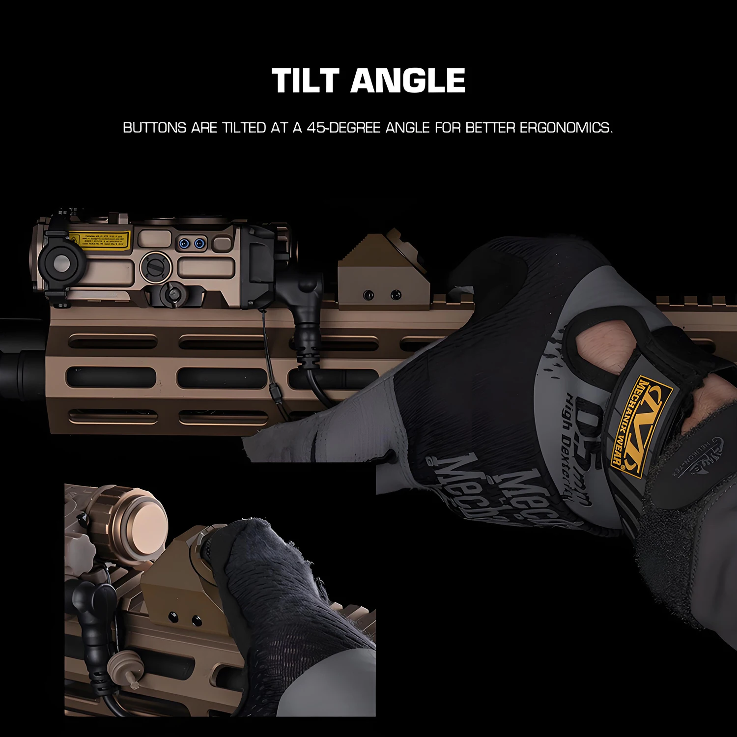 Interruptor de cable único de metal UN para luz láser PEQ 45 °   Botones de inclinación Grúa Laser SF Conectores de 2,5 mm Se adapta al riel Picatinny Mlok - imagen 3