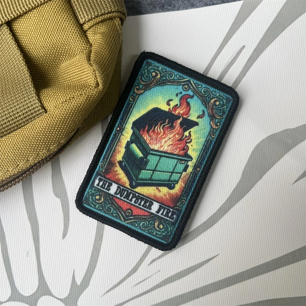 Parches de gancho y bucle impresos THE DUMPSTER FIRE, insignia de moral táctica, pegatina decorativa para mochila - imagen 4