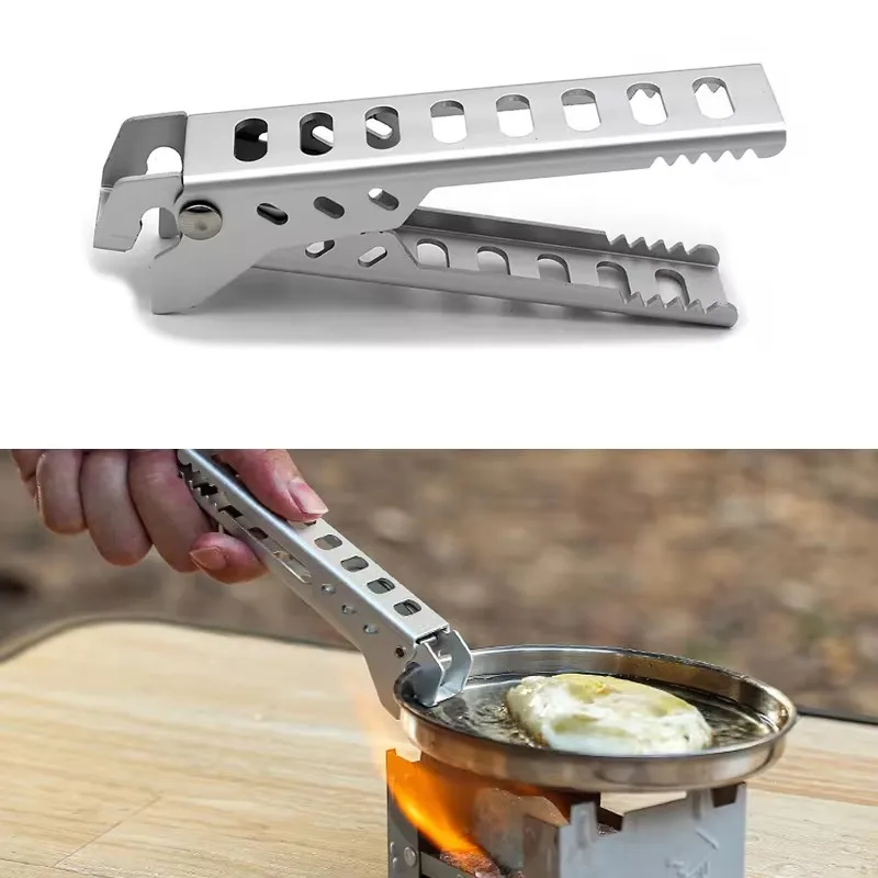 Pinza para tazón de sartén antiescaldaduras para acampar y senderismo, Clip para olla al aire libre, accesorios de vajilla para Picnic, utensilios de cocina para barbacoa y acampada, 1 Uds. - imagen 5