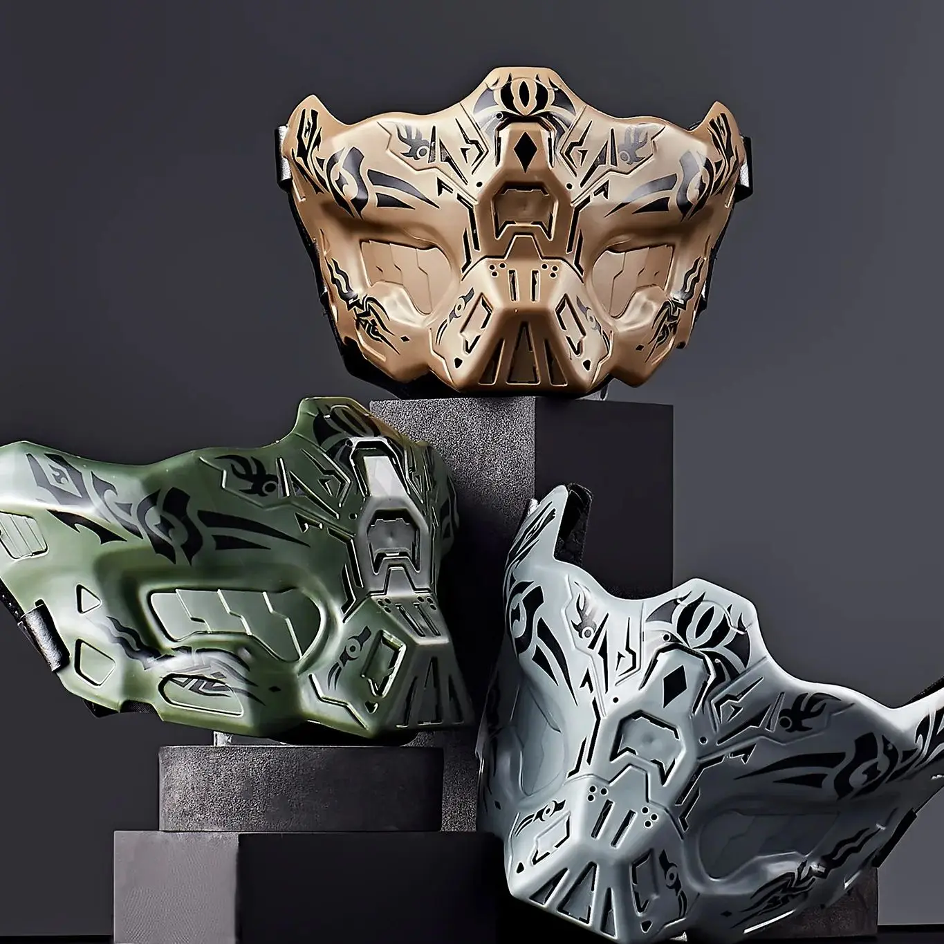 Máscara protectora multifuncional táctica de media cara para exteriores, juguete de decoración CS para personas reales - imagen 3