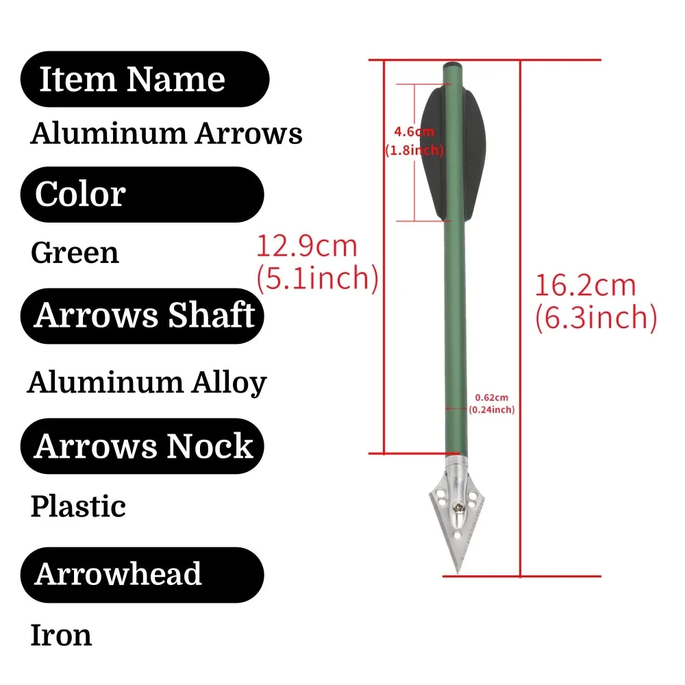 Tiro con arco 24 Uds 6,3 "eje de flecha de aluminio OD6.2mm paletas de plástico Mini pernos de arco punta de flecha atornillada accesorios de tiro de caza - imagen 2