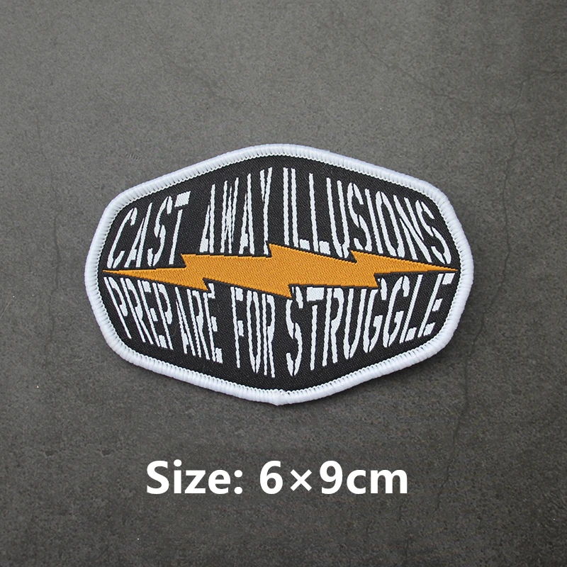 Parche bordado WUSU HSNM ILLUSIONES CAST AWAY PREPARE PARA STRUGGLE Fe IRON Brazaletes tácticos para ropa Decoración de mochila - imagen 5