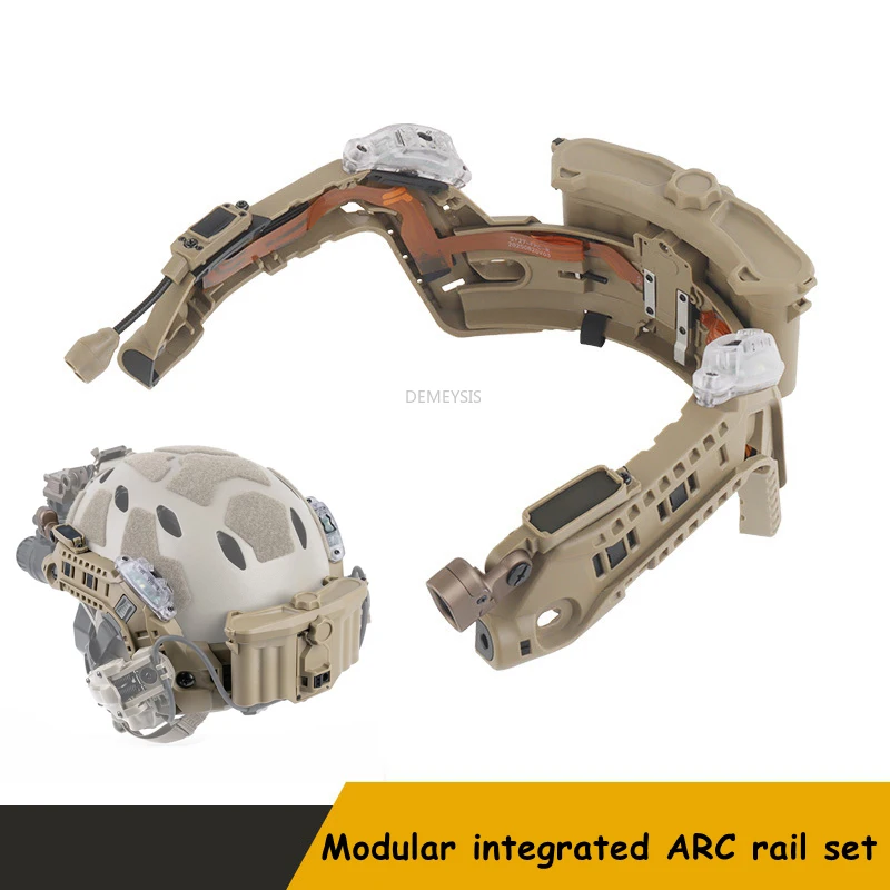 Juego de rieles de arco Modular táctico con caja de batería, luces LED de señal de cabeza roja/blanca/IR para casco rápido de corte súper alto, equipo Airsoft