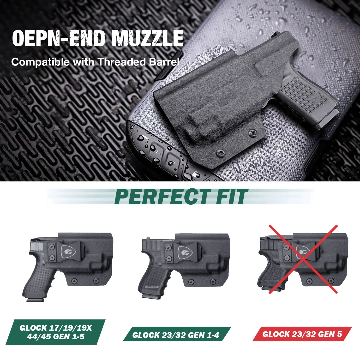 Funda IWB Kydex Glock 17/19 con corte óptico para TLR-8/TLR-8A - imagen 4