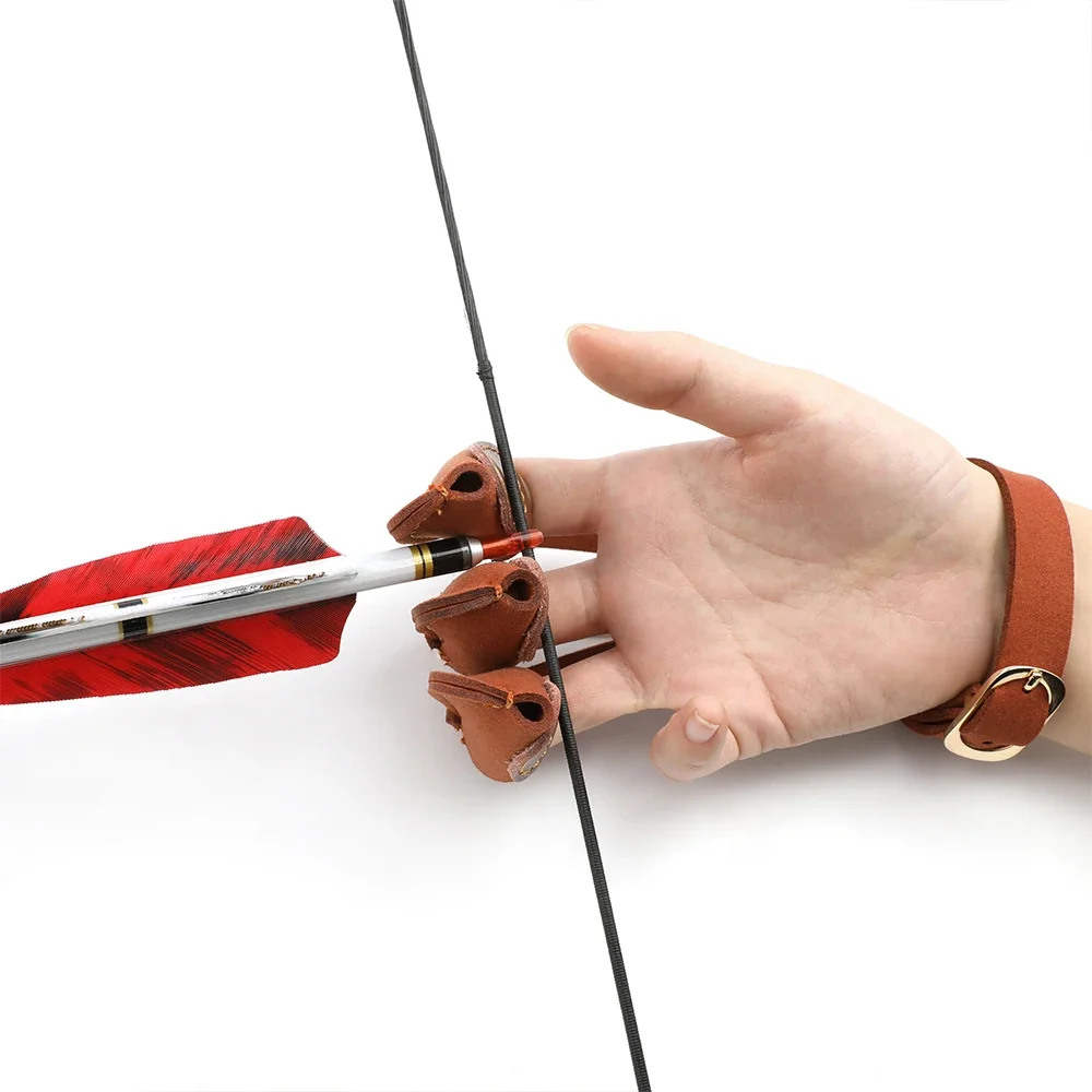 Protector de arquería de 3 dedos, arco recurvo, flecha, guante de equipo protector para mano izquierda y derecha, accesorios de caza - imagen 3
