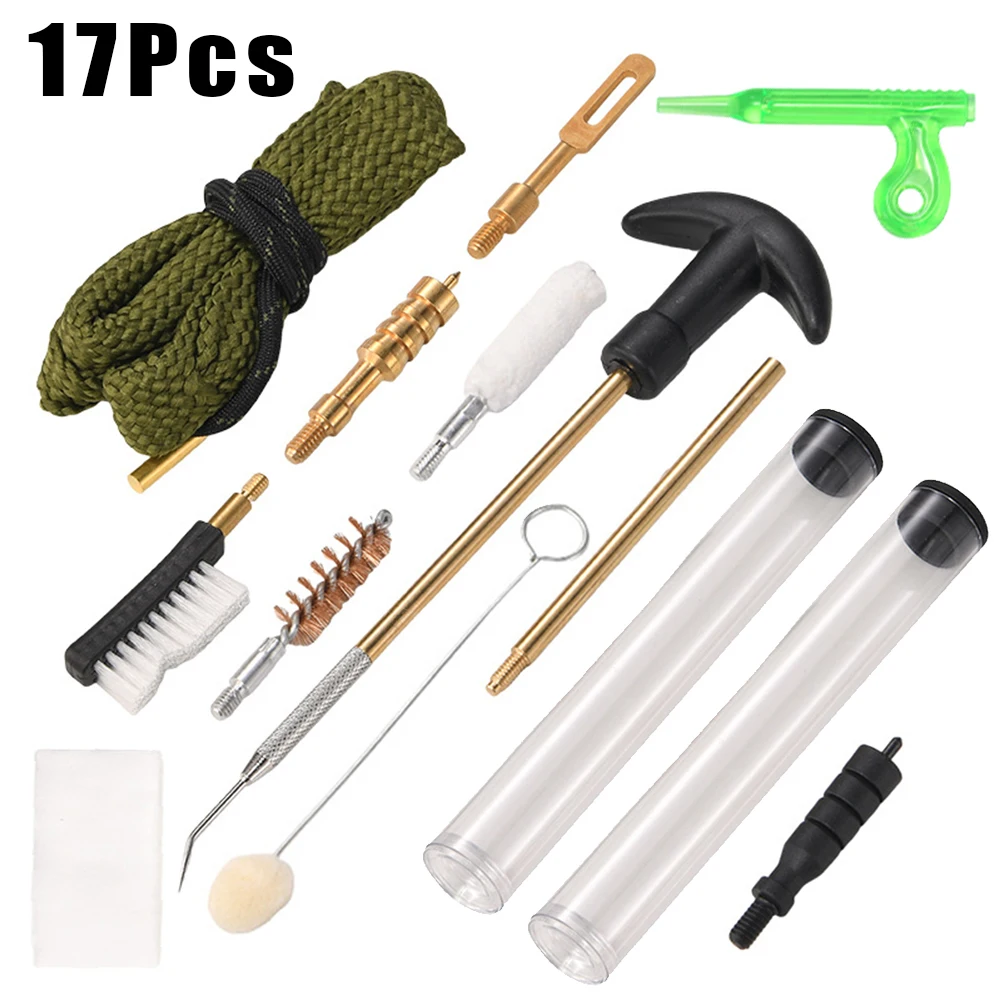 Kit de limpieza de pistola de 17 Uds., Kit de cepillos de limpieza de pistola de 38Cal de 9mm, herramientas de limpieza para mantenimiento de armas, accesorios de caza