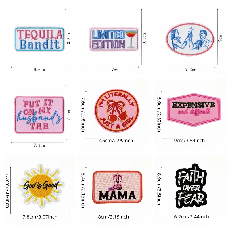 10 Uds. Venta al por mayor de sombreros, chaquetas bordadas DIY, parche con eslogan de letras Personal, parches para planchar para ropa, insignias para coser, parche de dibujos animados - imagen 2