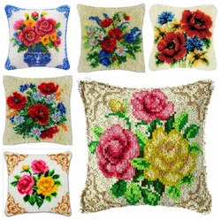 Kit de ganchos de pestillo para costura, conjunto de almohada con nudo, cojín bordado, patrón de flores clásicas