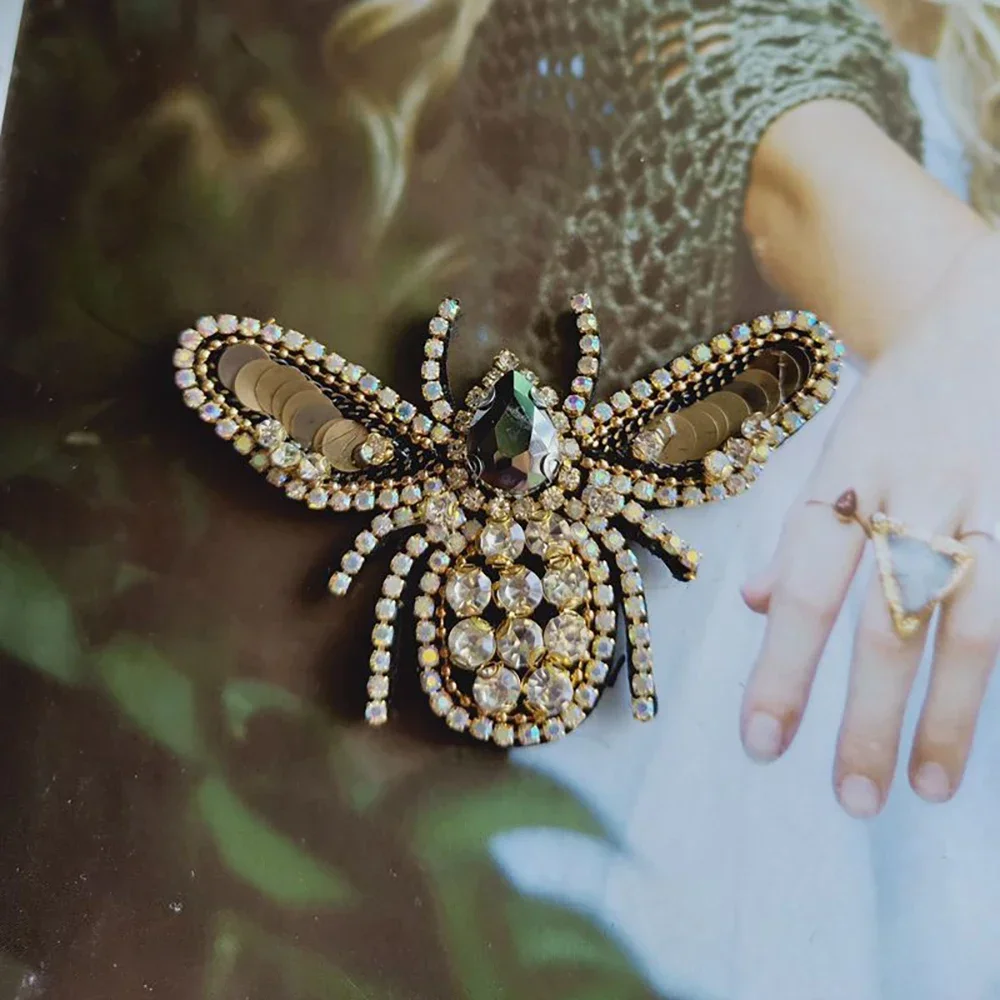 Parches coloridos AB con cuentas de abeja y diamantes, parche para coser para ropa, apliques de cuentas, parche bonito, ropa decorativa con diamantes de imitación - imagen 2