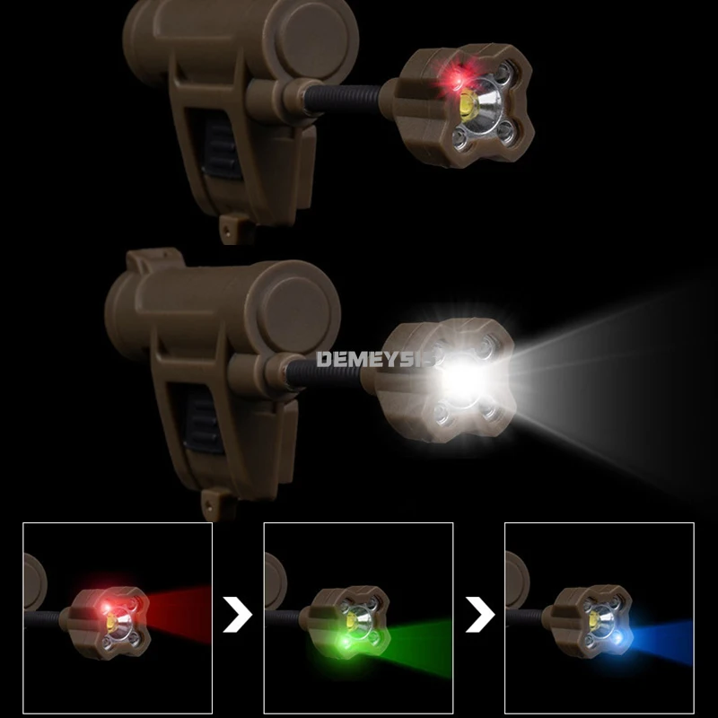 Luz táctica para casco, 6 modos de iluminación, sistema de iluminación Personal multifuncional, carga, lámpara LED roja/verde/azul/blanca/IR - imagen 4