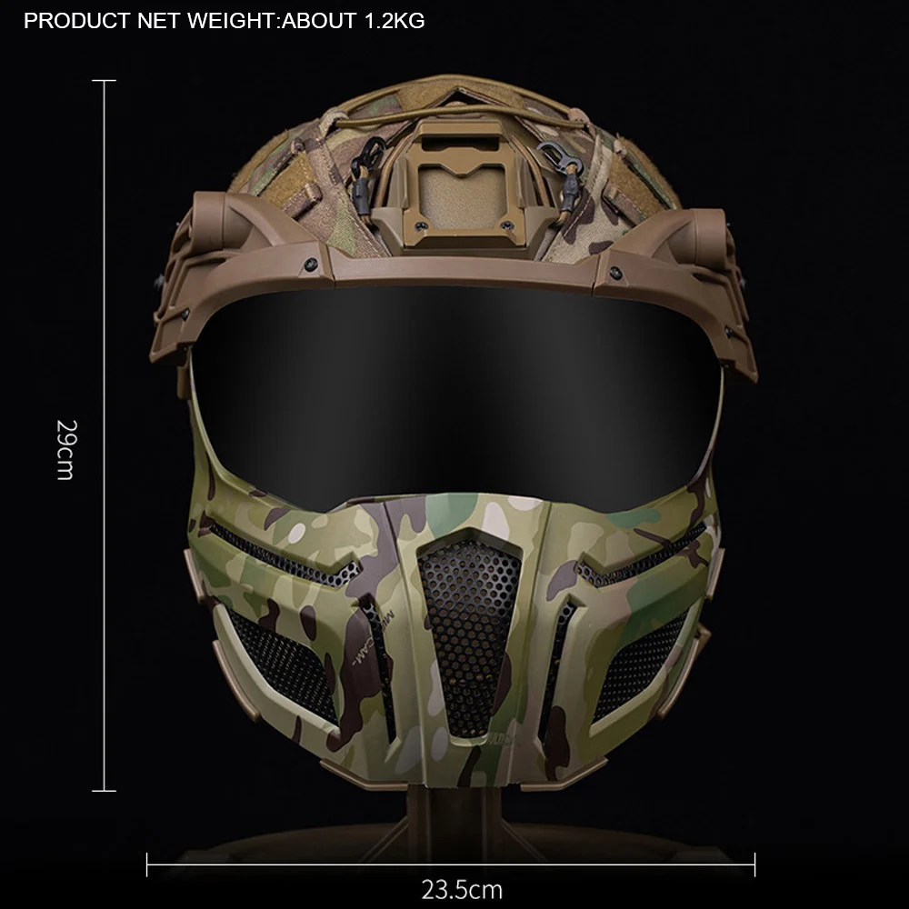 Casco táctico rápido con máscara de gafas, protección completa, caza, combate, Airsoft, deportes al aire libre, ciclismo, equipo de seguridad - imagen 2