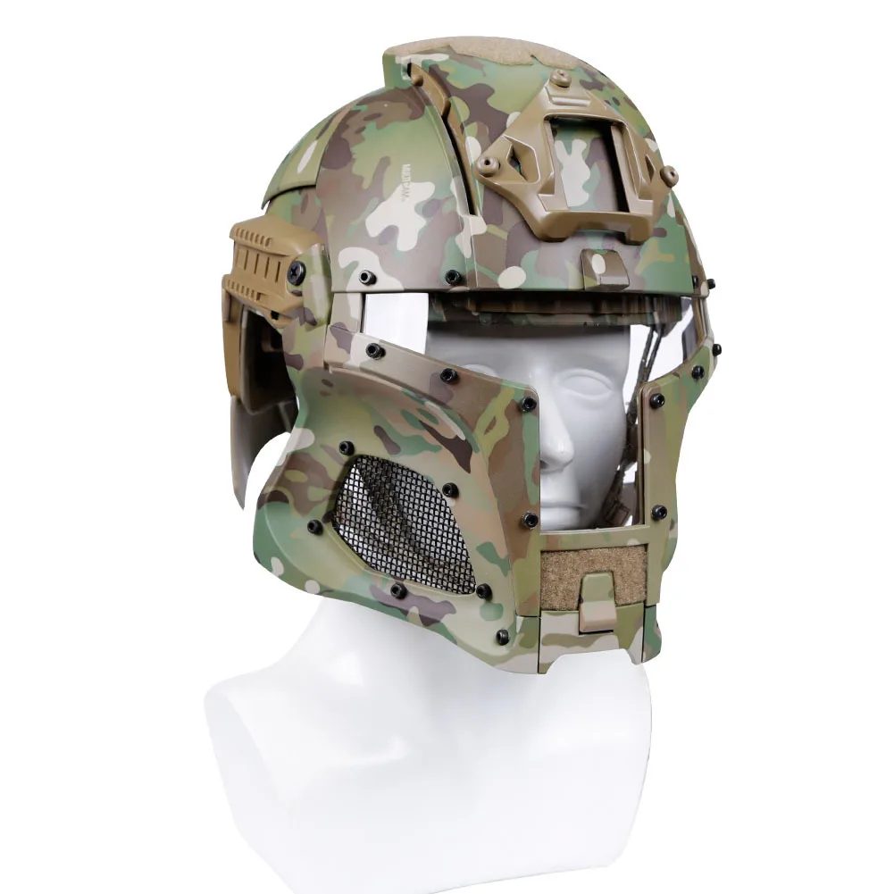 Casco táctico Modular Medieval Iron Warrior Camo protector Paintball Airsoft casco lentes reemplazables deportes al aire libre ciclismo - imagen 2