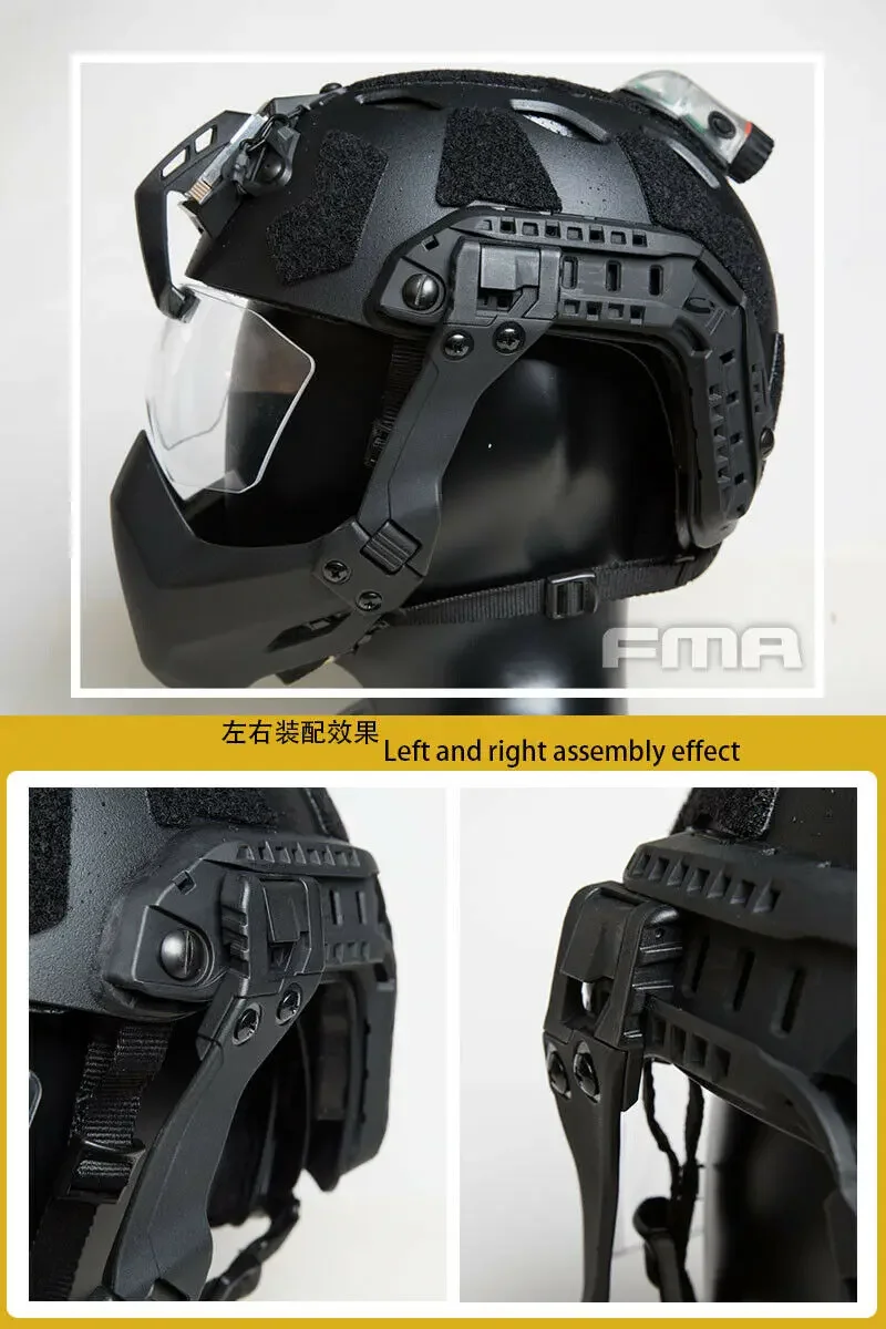 Máscara de media cara con brazo plegable y riel táctico FMA para casco, protección Universal - imagen 5