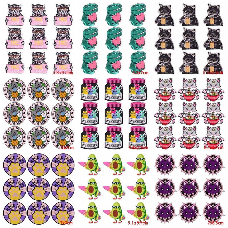 Parches bordados de animales para ropa, costura Punk de Hip Hop, parche Fusible para planchar, parche bordado para ropa, 10 unidades por lote