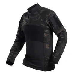 Camiseta táctica de malla para hombre, camiseta de camuflaje de manga larga con cremallera, rana de asalto, escalada al aire libre, uniforme de senderismo, camisa para fiesta de graduación y Club, genial