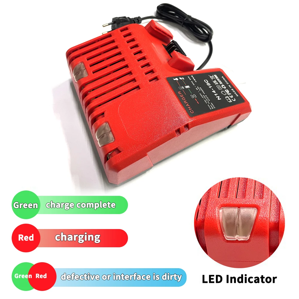 Cargador de batería multivoltaje para batería de iones de litio Milwaukee M18 14,4 V 18V 48-11-1815 48-11-1820 48-11-1840 48-11-1850 48-11-1828 - imagen 4