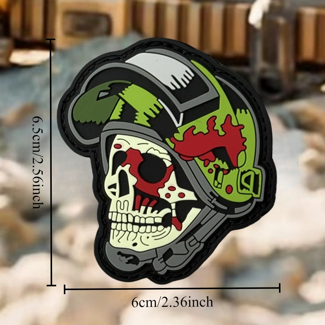 Parche con insignia de calavera con casco en moral, brazalete táctico, parches de gancho de PVC para ropa, mochila, pegatinas personalizadas - imagen 2