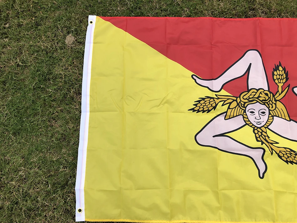 SKY FLAG Bandera de Sicilia 90x150cm 3x5 pies Banderas y pancartas de Sicilia Símbolo de Trinacria de Italia Bandera de Sicilia para Decoración - imagen 4