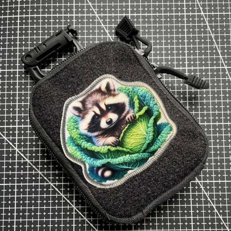 Parche Táctico de Moral con Diseño de Mapache en Repollo, Insignia Impresa con Velcro para Mochila, Decoración de Ropa, Accesorio, Adhesivo, Brazalete - imagen 3
