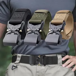 Cinturón de nailon con hebilla de aleación de aluminio de doble liberación rápida de 1,5 pulgadas, cinturón de carga para pantalones tácticos para hombres al aire libre