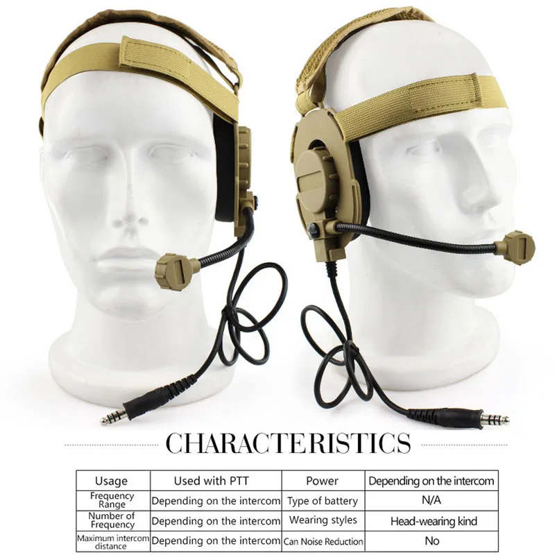 Auriculares Tácticos Militares con PTT para CS Caza Airsoft - imagen 3
